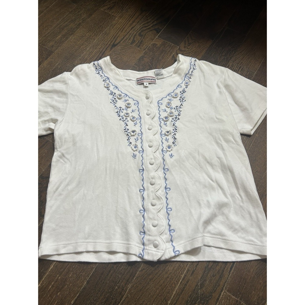 Vintage Westbound Floral Button Up Blouse Size Medium Granny‎ Grandmacore Top